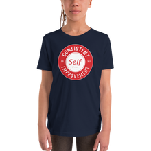 Load image into Gallery viewer, Consistent Self Improvement Youth T-Shirt (Red Logo)