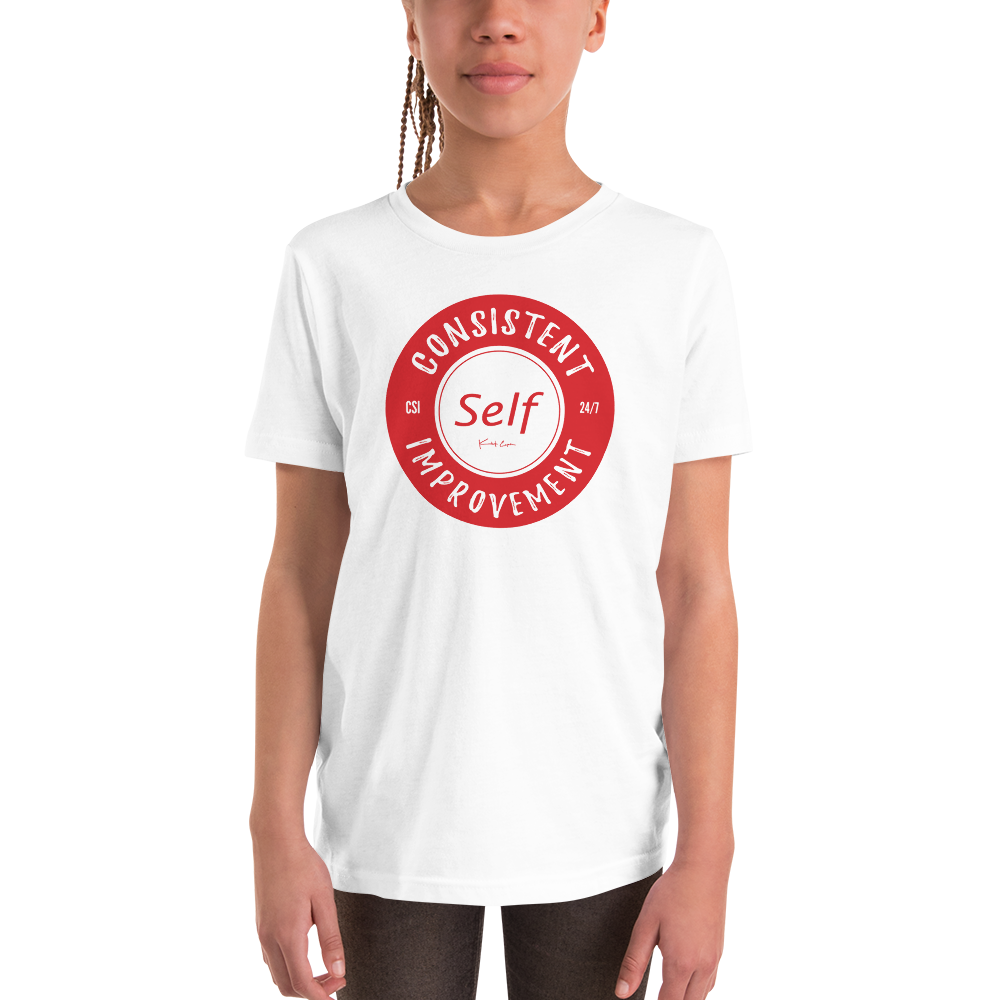 Consistent Self Improvement Youth T-Shirt (Red Logo)