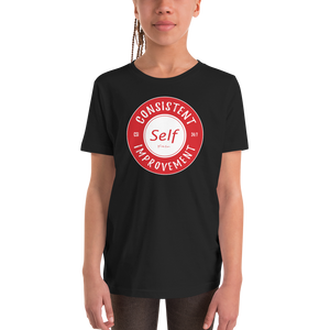 Consistent Self Improvement Youth T-Shirt (Red Logo)