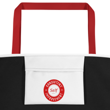 Load image into Gallery viewer, Consistent Self Improvement White Beach Bag (Red Logo)