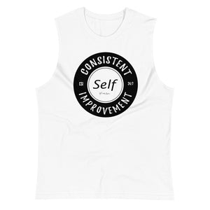 Consistent Self Improvement Men's Muscle Shirt (Black Logo)