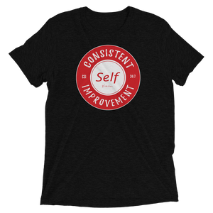Consistent Self Improvement Men's Tri-Blend T-shirt (Red Logo)