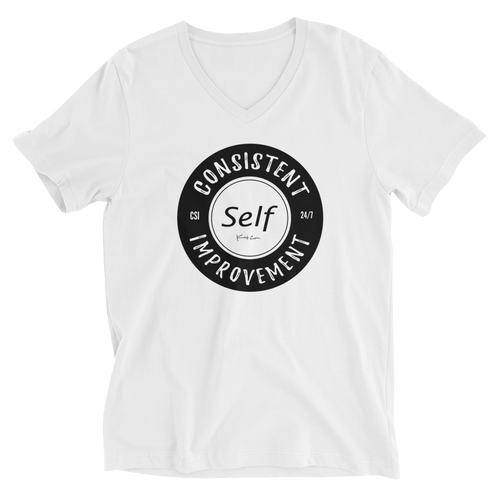 Consistent Self Improvement Men's V-Neck T-Shirt (Black Logo)