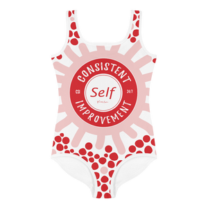 Consistent Self Improvement Kids Swimsuit (Red/Pink)