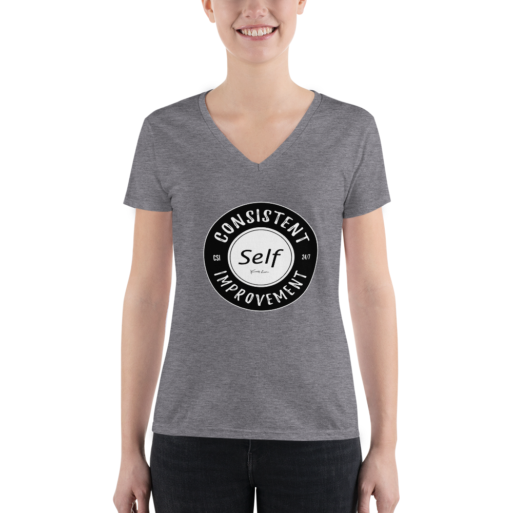 Consistent Self Improvement Women's V-neck T-Shirt (Black Logo)