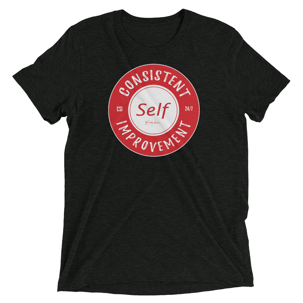 Consistent Self Improvement Men's Tri-Blend T-shirt (Red Logo)
