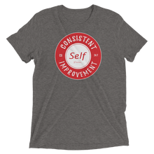 Load image into Gallery viewer, Consistent Self Improvement Men&#39;s Tri-Blend T-shirt (Red Logo)