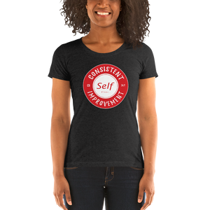 Consistent Self Improvement Women's Tri-Blend T-shirt (Black Logo)