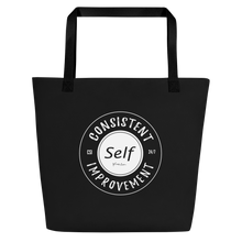Load image into Gallery viewer, Consistent Self Improvement Black Beach Bag